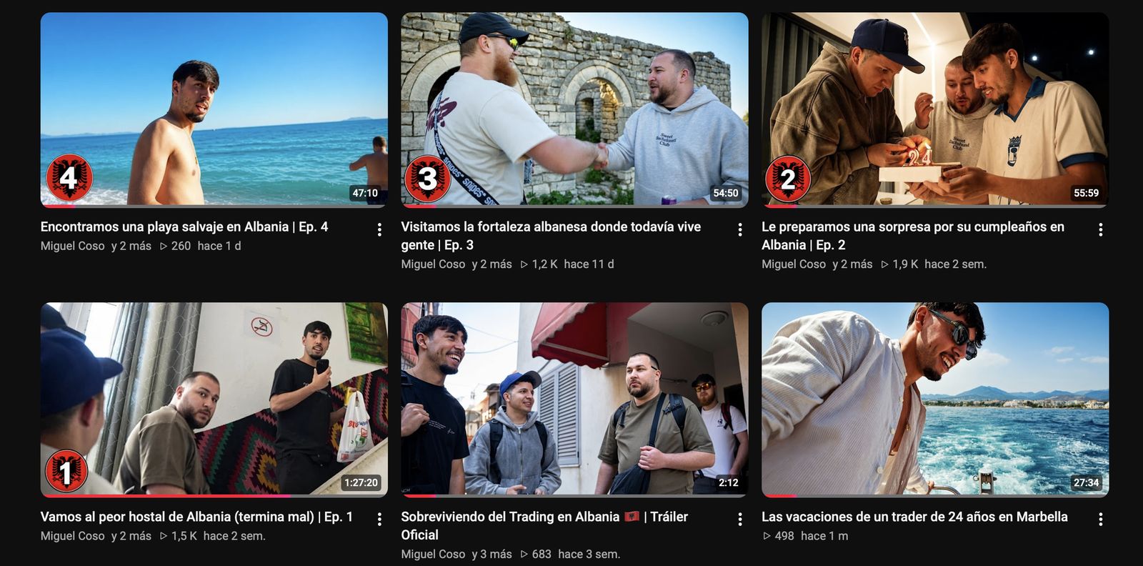 Los cuatro episodios de la serie en el canal de Miguel Coso